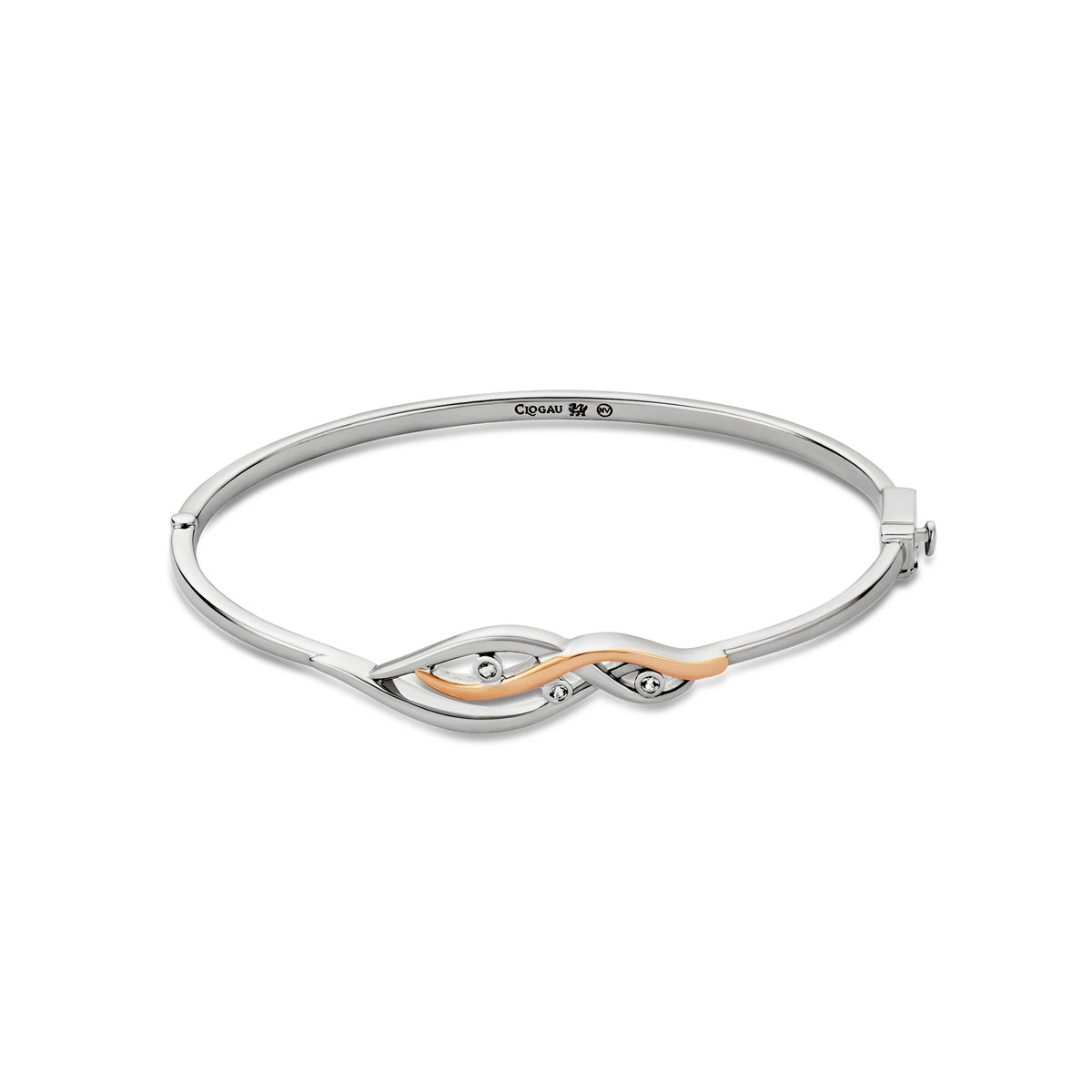 3SSWF883 Clogau Ladies Sterling Silver Nature's Wonder Waterfall Bangle set with White Topaz