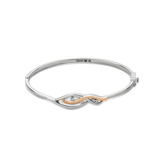 3SSWF883 Clogau Ladies Sterling Silver Nature's Wonder Waterfall Bangle set with White Topaz