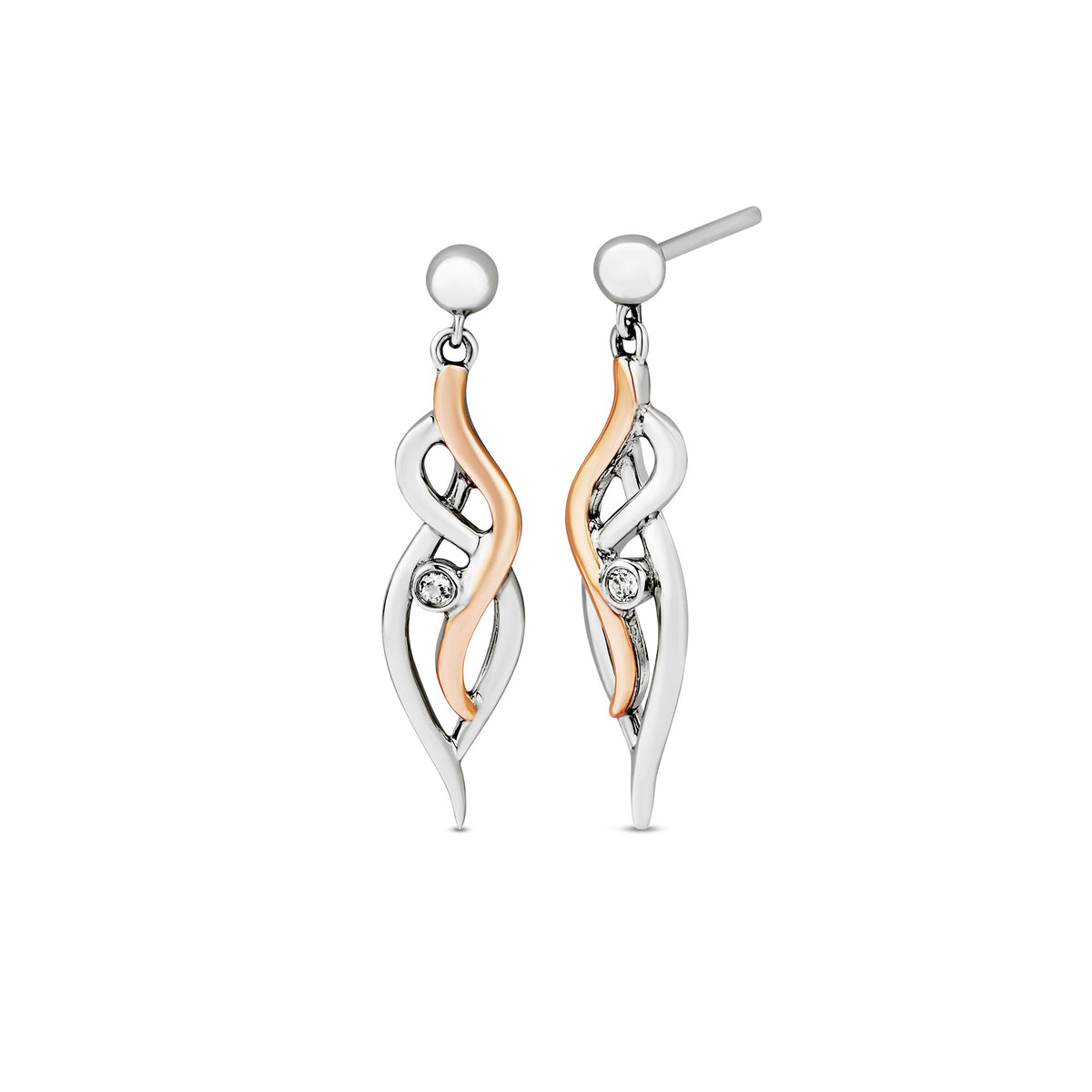 3SSWF898 Clogau Sterling Silver and Welsh Gold Ladies Nature's Wonder White Topaz Drop Earrings