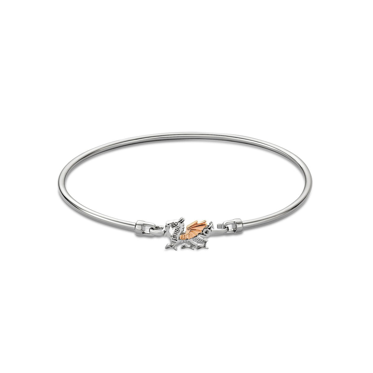 Silver & Gold Ladies Royal Clogau Welsh Dragon Bangle 3SWDR895