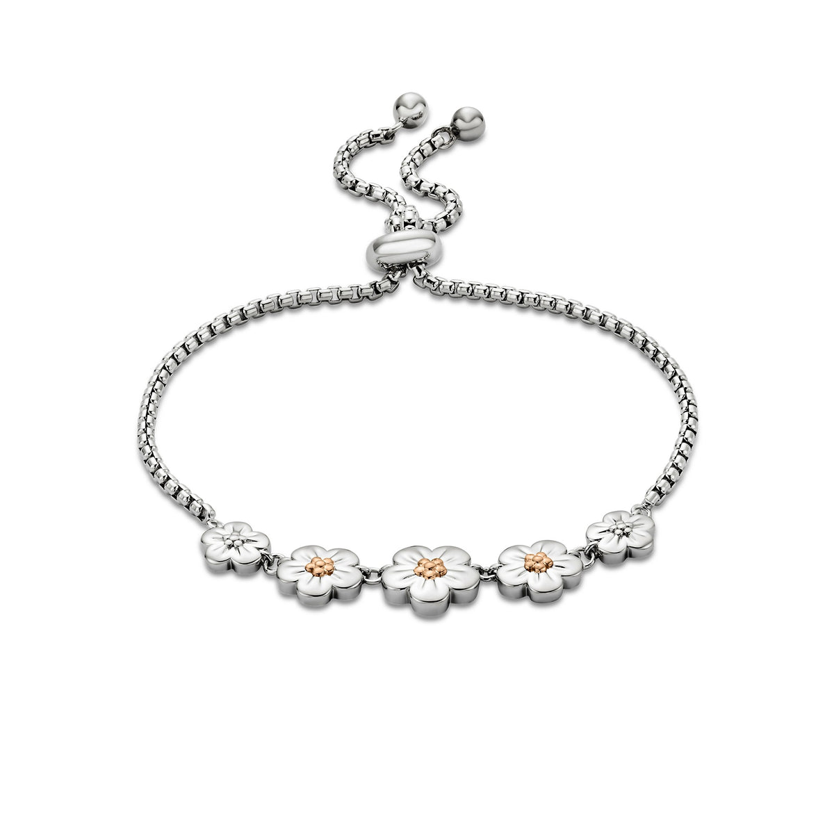 3SFMN904 Clogau Ladies Sterling Silver and Gold Natures Wonder Forget-Me-Not Adjustable Bracelet