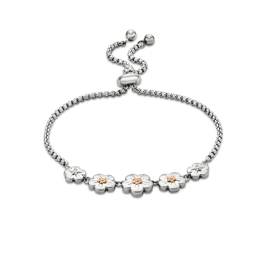 3SFMN904 Clogau Ladies Sterling Silver and Gold Natures Wonder Forget-Me-Not Adjustable Bracelet
