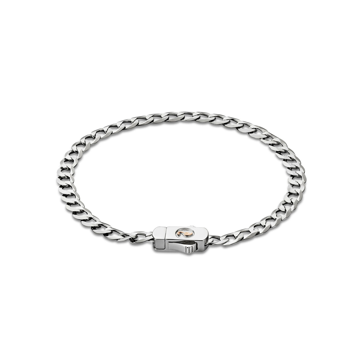 Silver and Gold Ladies Insignia Filed Curb Bracelet 3SINS894