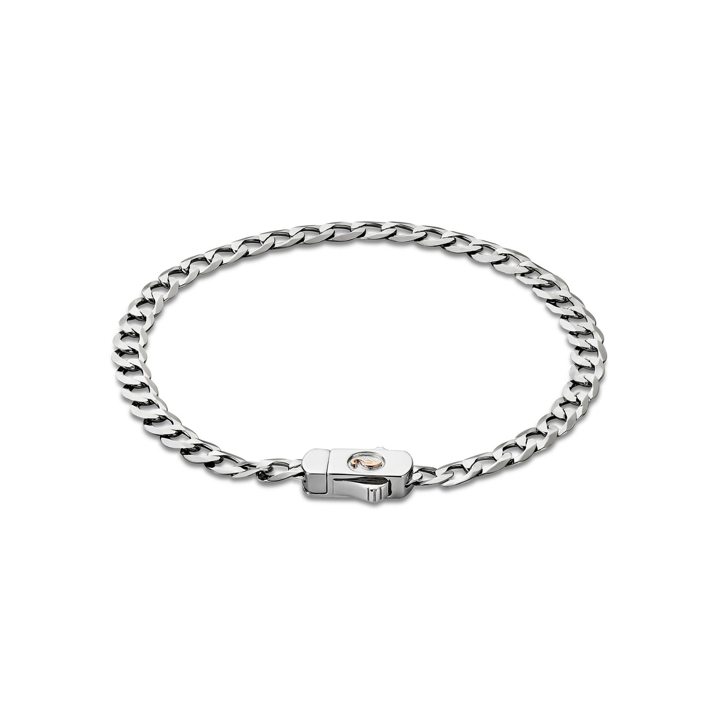 Silver and Gold Ladies Insignia Filed Curb Bracelet 3SINS894