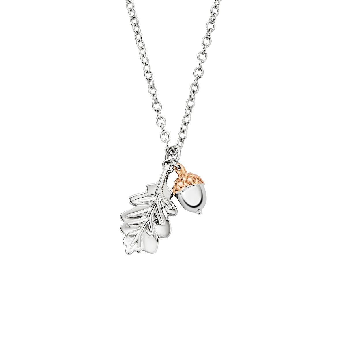 3SROY912 Clogau Sterling Silver and Gold Ladies Royal Oak Leaf Pendant