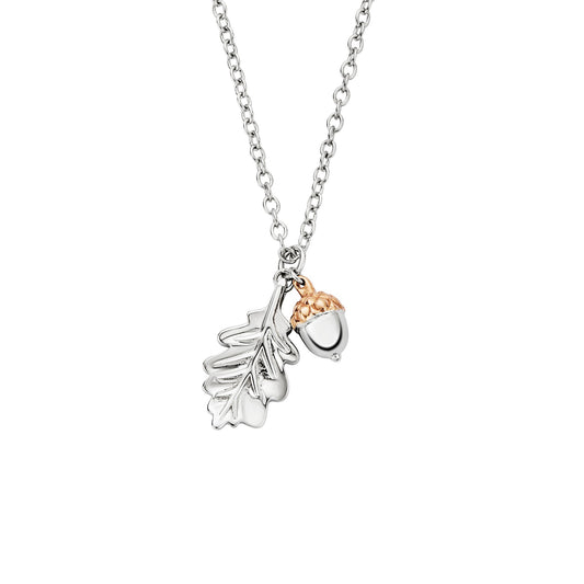 3SROY912 Clogau Sterling Silver and Gold Ladies Royal Oak Leaf Pendant
