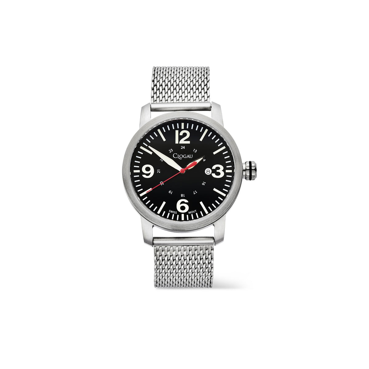 4S00053 Clogau Gents Stainless Steel Battery Watch with Date Elwy Bracelet