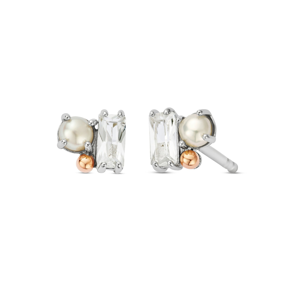 Silver and Gold Ladies Beachcomber Cluster Stud Earrings 3SNWO936