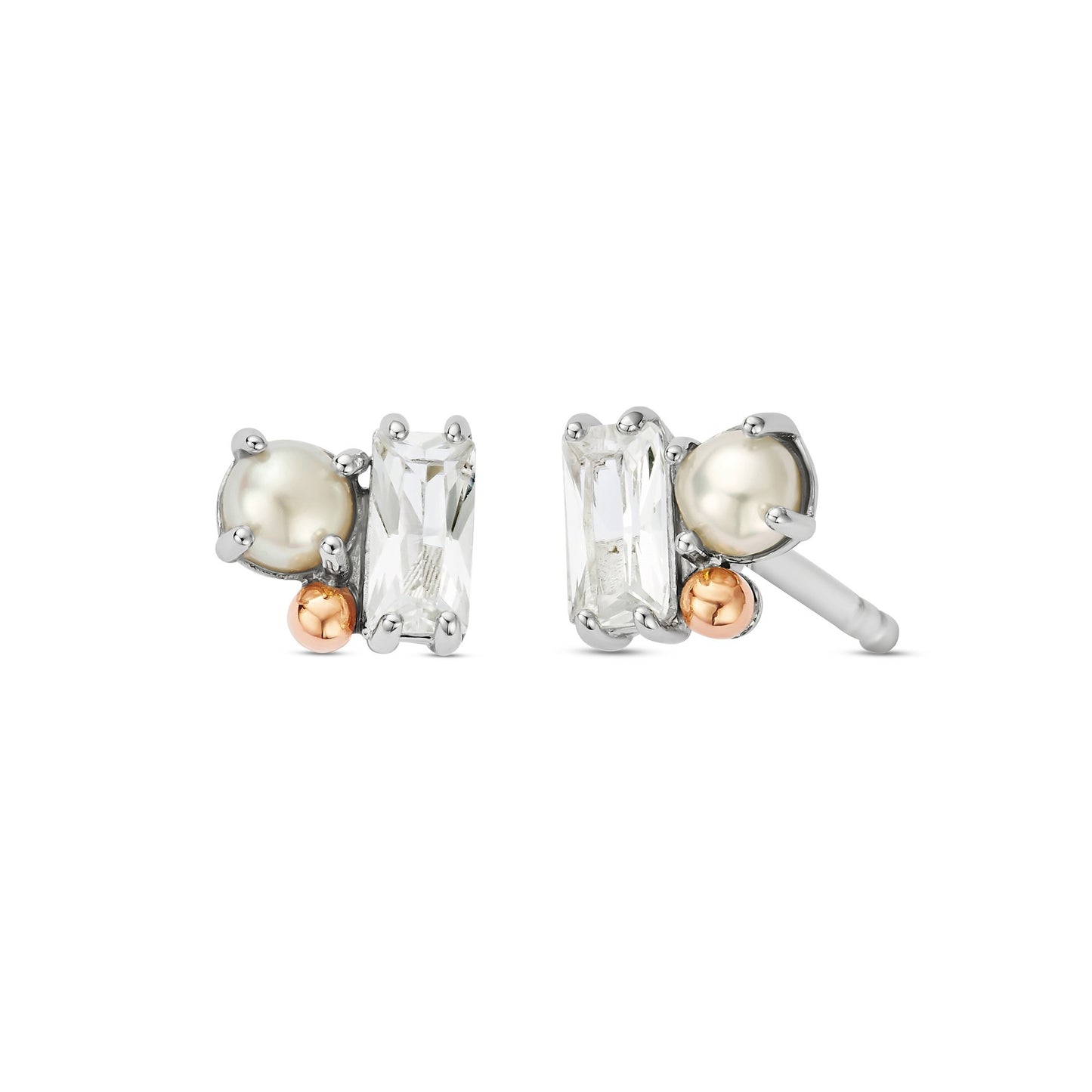 Silver and Gold Ladies Beachcomber Cluster Stud Earrings 3SNWO936