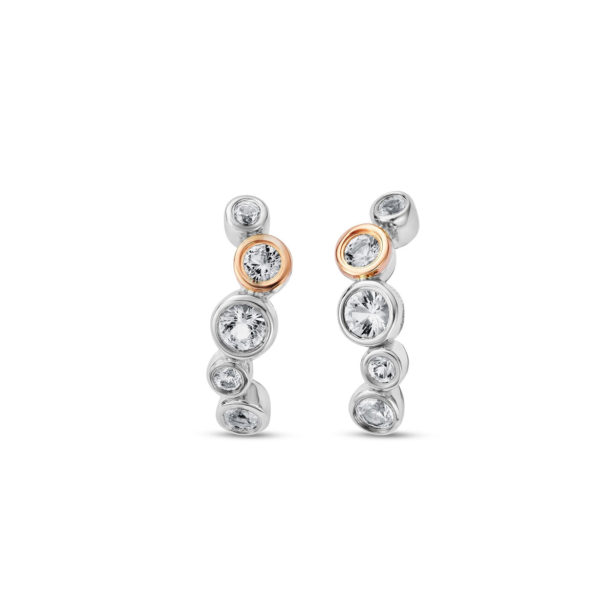 Silver and Gold Ladies Celebration Stud Earrings 3SCEL931