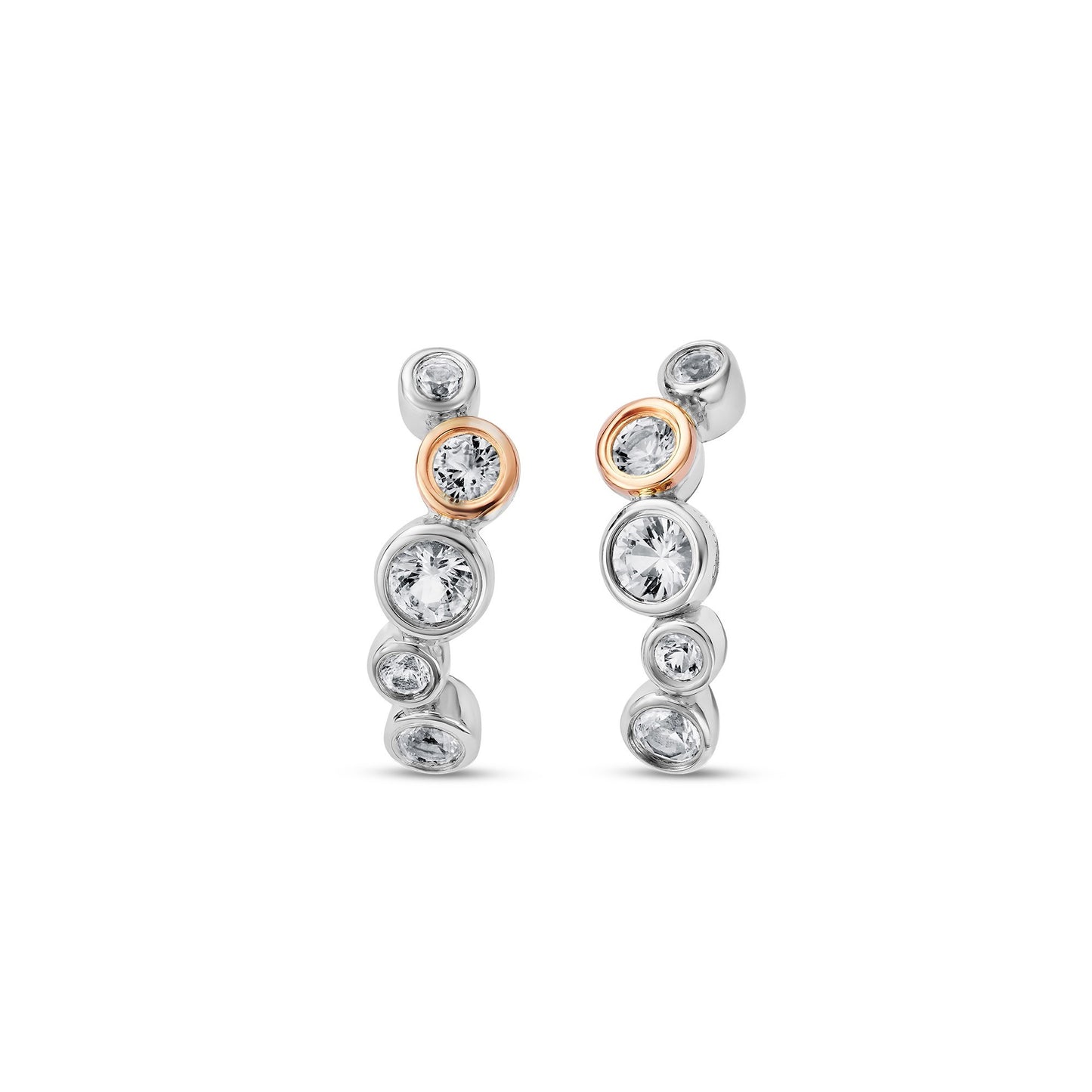 Silver and Gold Ladies Celebration Stud Earrings 3SCEL931