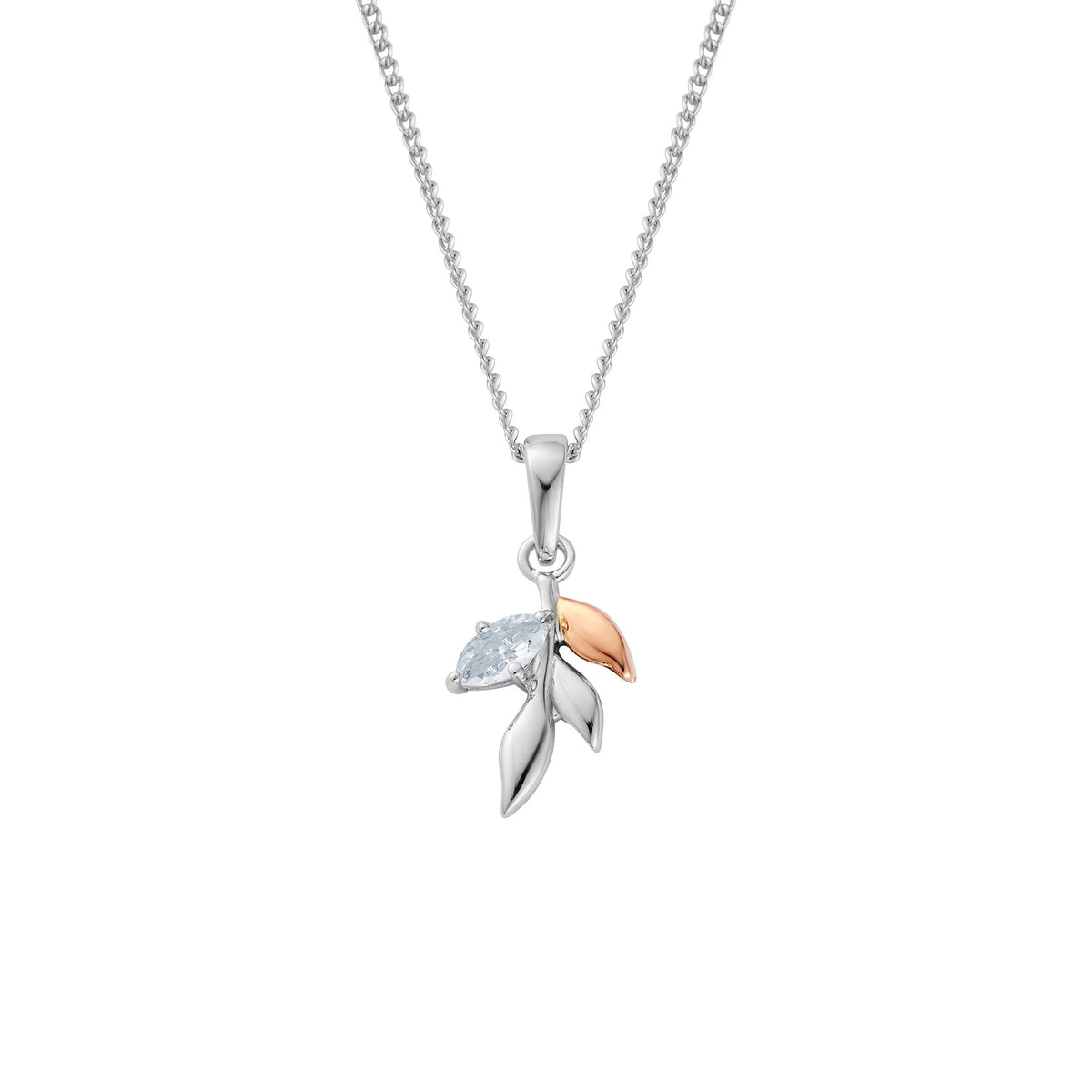 Silver and Gold Ladies Leaf Pendant 3SROY973
