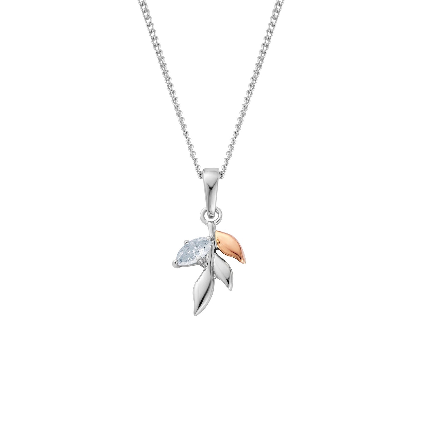 Silver and Gold Ladies Leaf Pendant 3SROY973