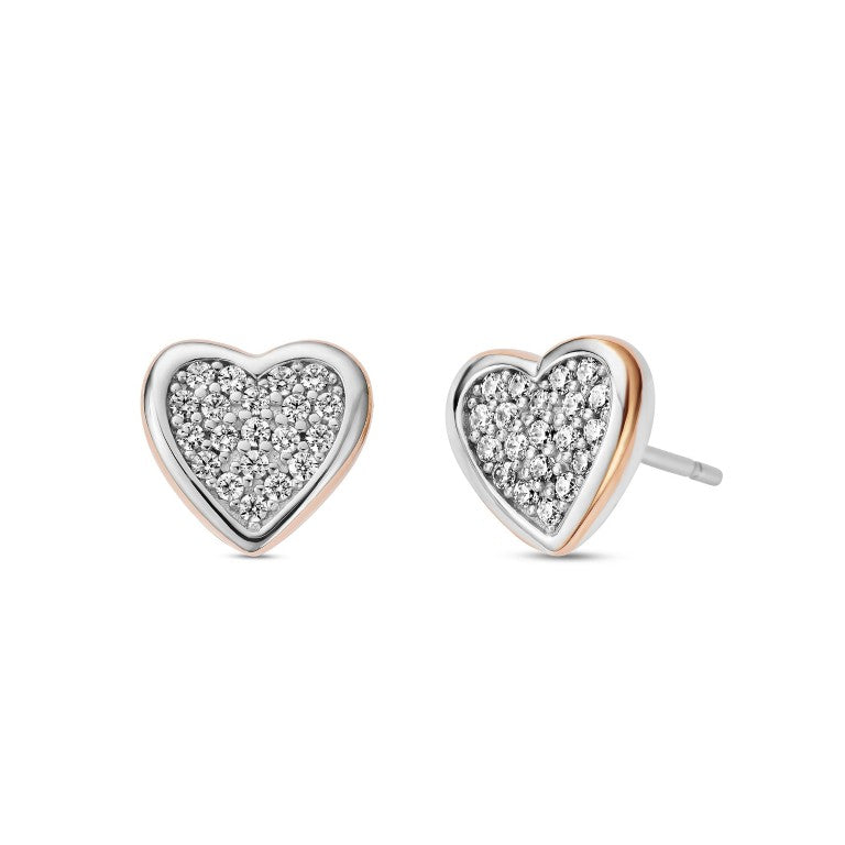 3SFYO995 Clogau Sterling Silver and Gold Ladies Forever Yours Heart Stud Earrings
