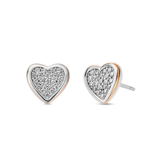 3SFYO995 Clogau Sterling Silver and Gold Ladies Forever Yours Heart Stud Earrings
