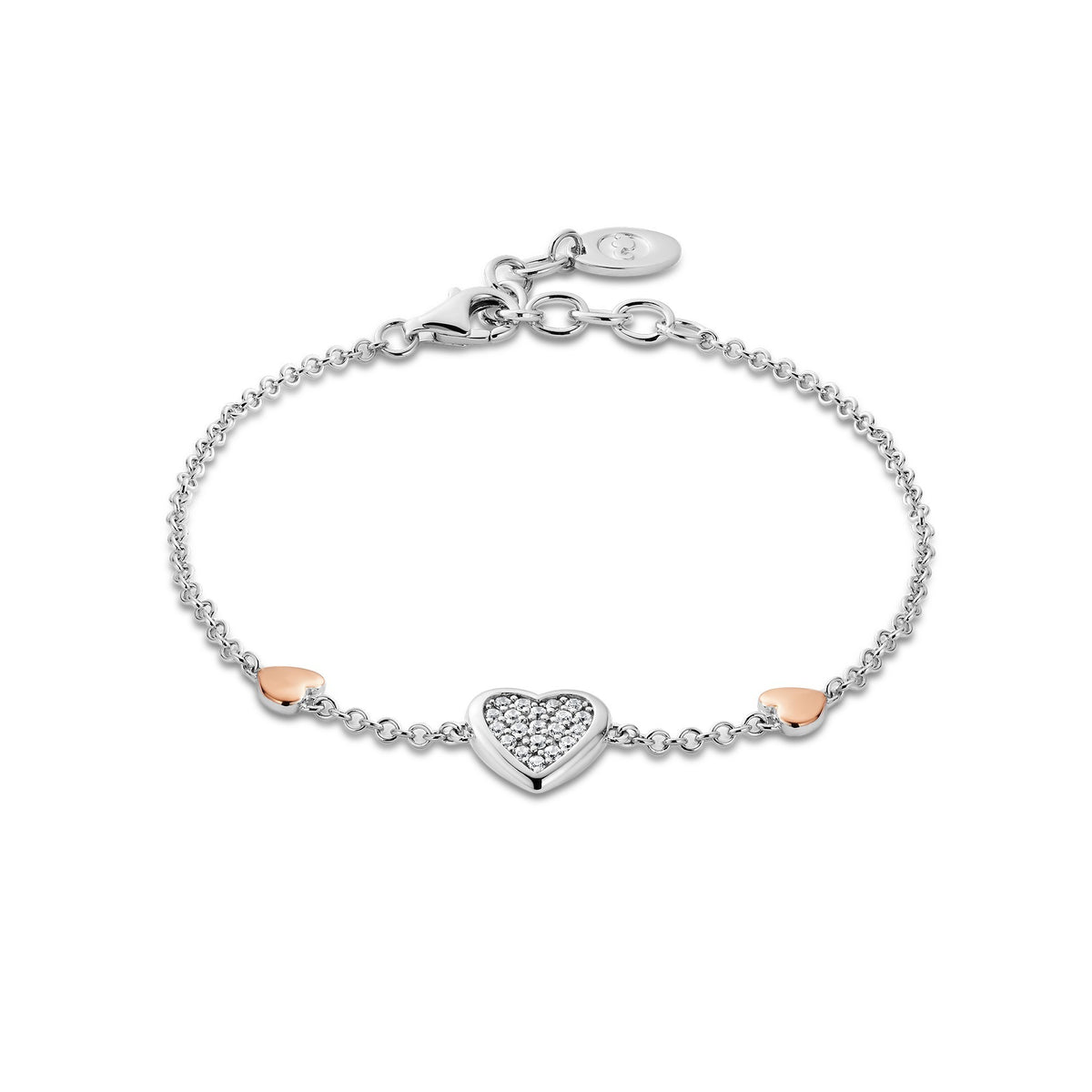 Silver and Gold Ladies Love Heart Bracelet 3SFYO994