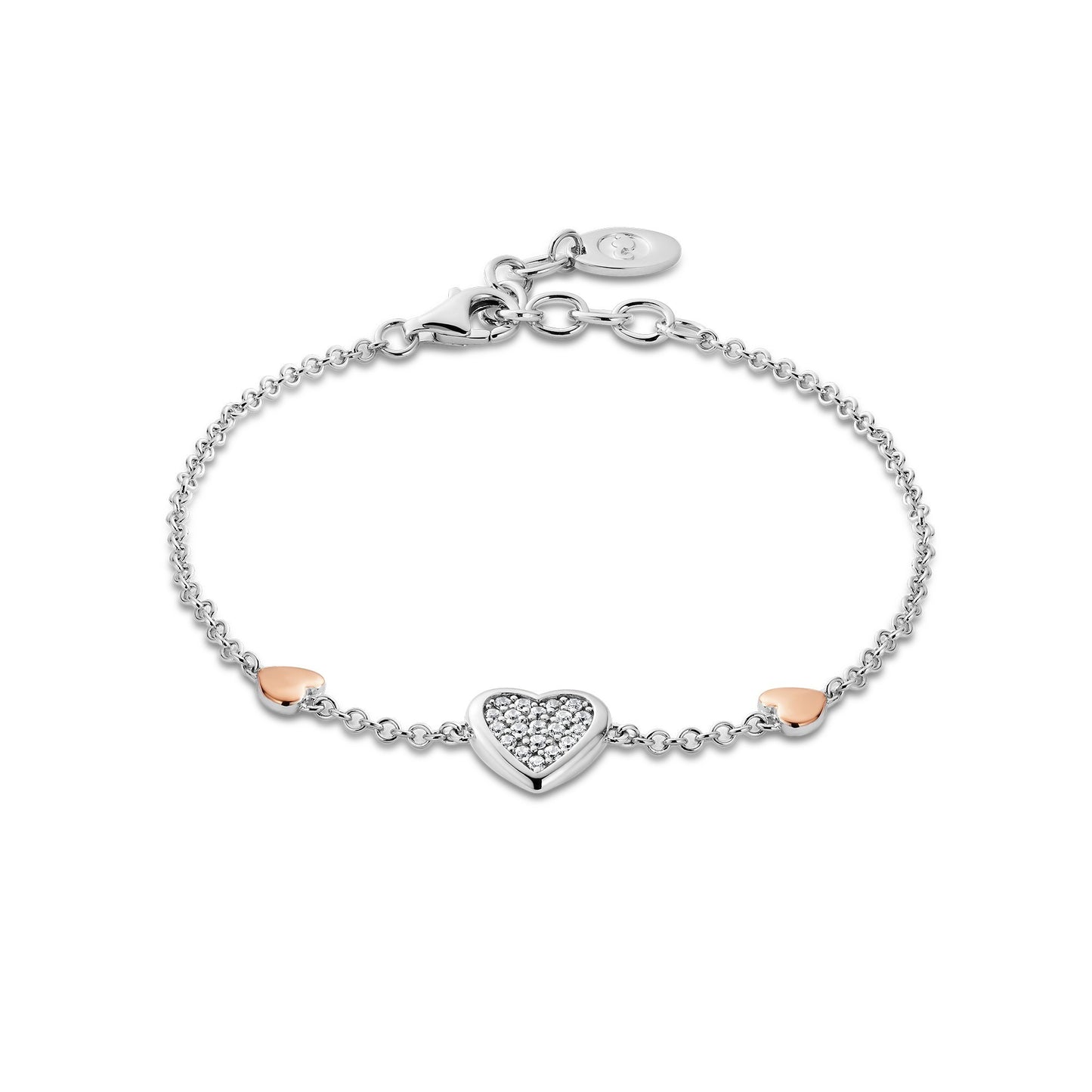 Silver and Gold Ladies Love Heart Bracelet 3SFYO994