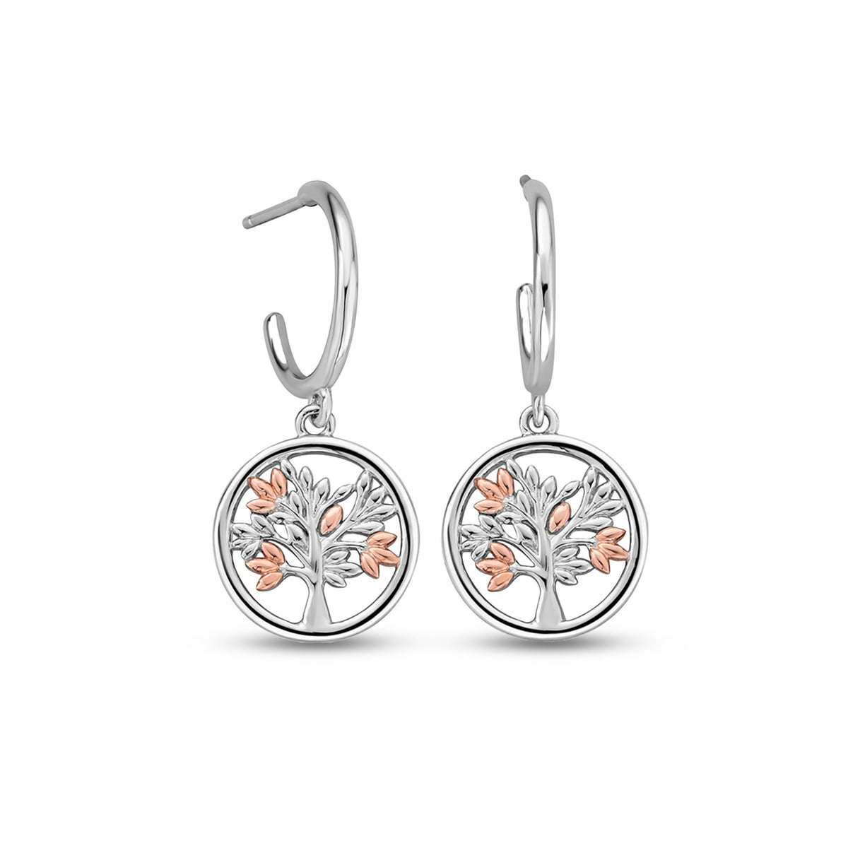 3SNTLCDE Clogau Sterling Silver and Welsh Gold Ladies Tree of Life Drop Earrings
