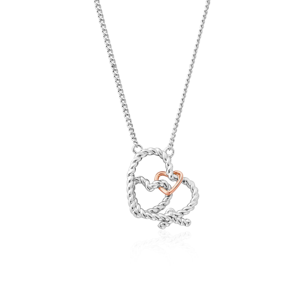 3SLVB0640 Clogau Sterling Silver & Welsh Gold Rope Bound Necklace