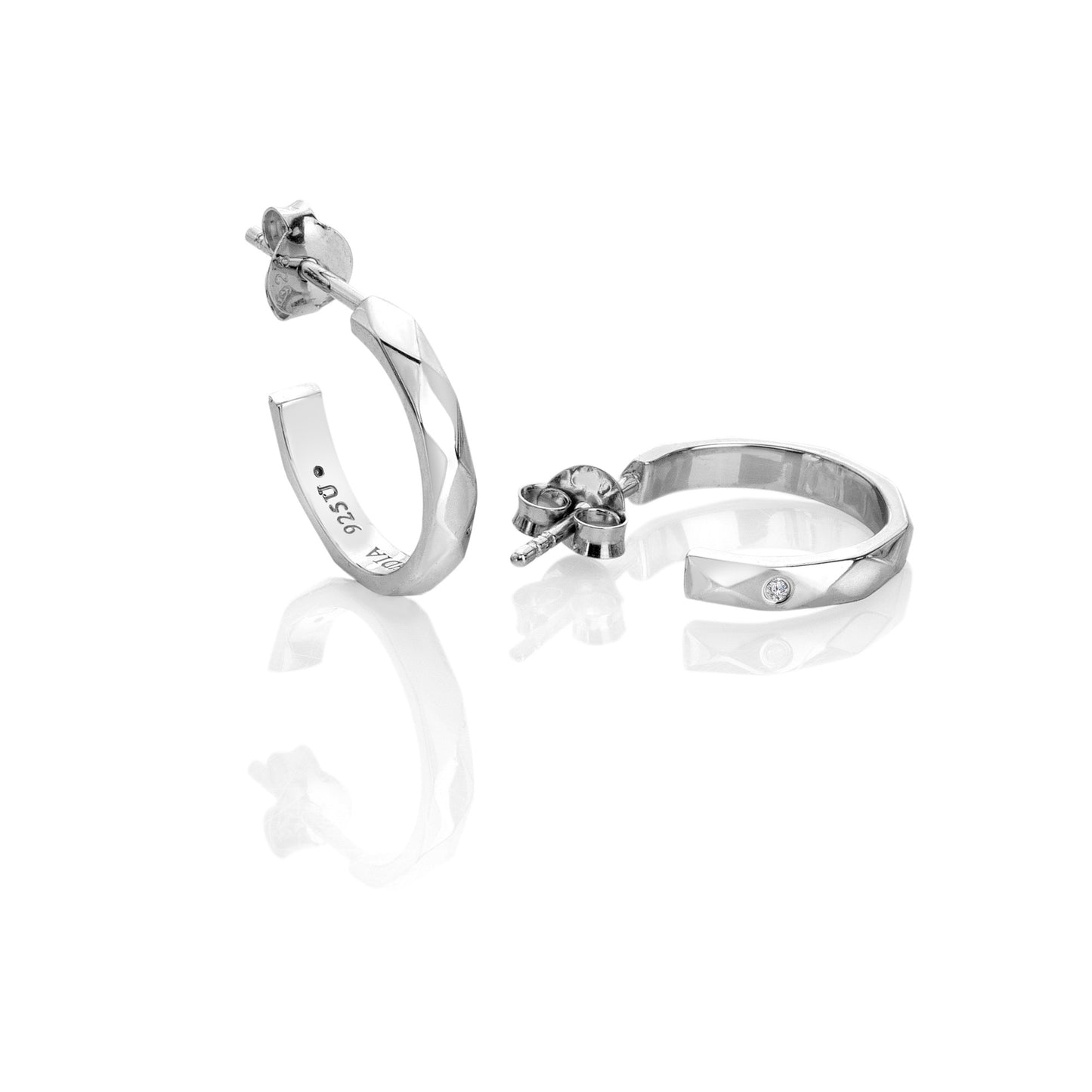 DE882 Hot Diamonds Sterling Silver Ladies Hoop Earrings Harlequin