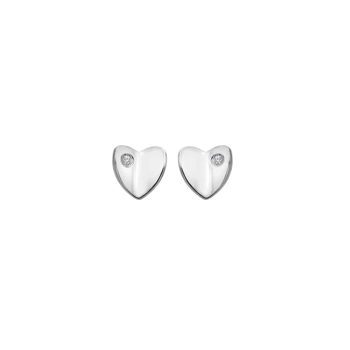 Hot Diamonds Ladies Sterling Silver Heart Stud Earrings DE907 Front View