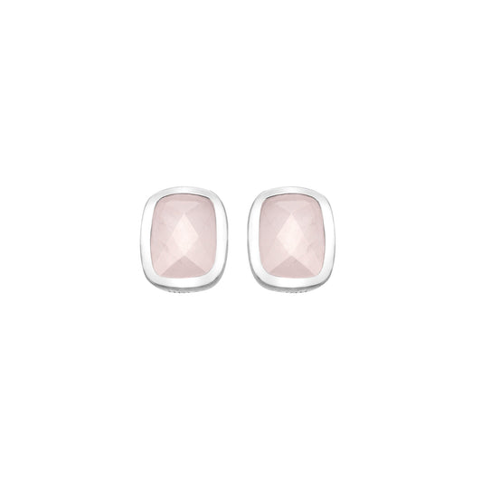 Hot Diamonds Ladies Sterling Silver Rose Quartz Stud Earrings DE910 Front