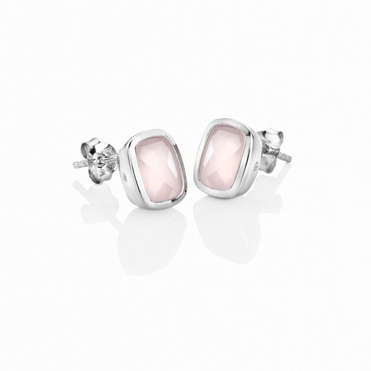 Hot Diamonds Ladies Sterling Silver Rose Quartz Stud Earrings DE910 Pair