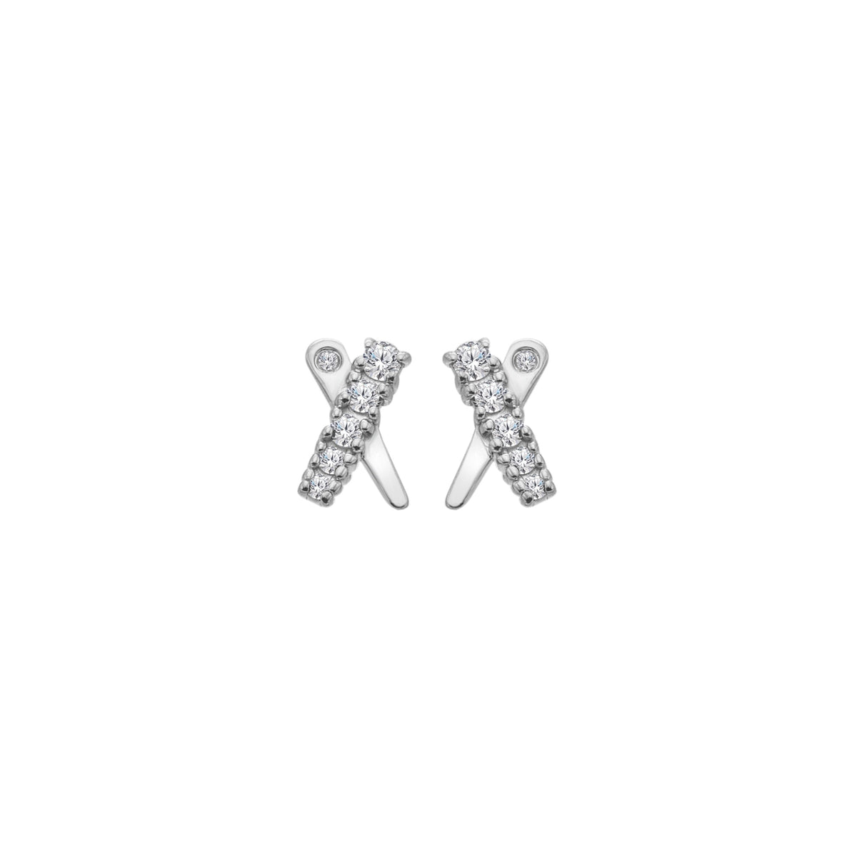 Hot Diamonds Ladies Sterling Silver 'Kiss' Cross  Stud Earrings DE912 Front