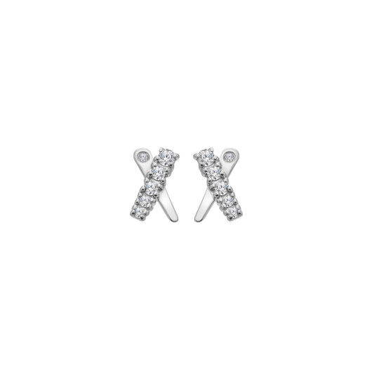 Hot Diamonds Ladies Sterling Silver 'Kiss' Cross  Stud Earrings DE912 Front