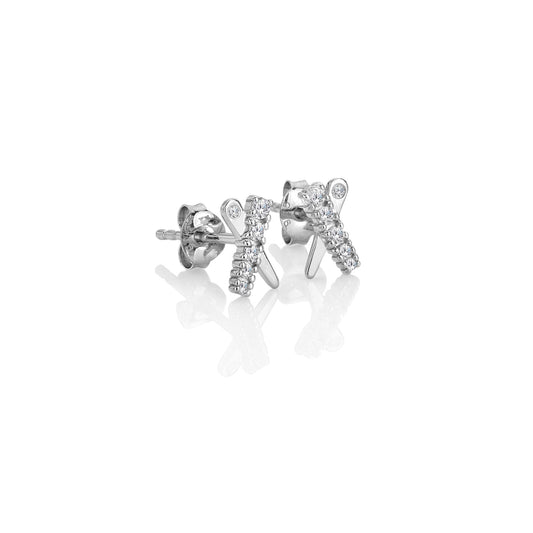 Hot Diamonds Ladies Sterling Silver 'Kiss' Cross  Stud Earrings DE912