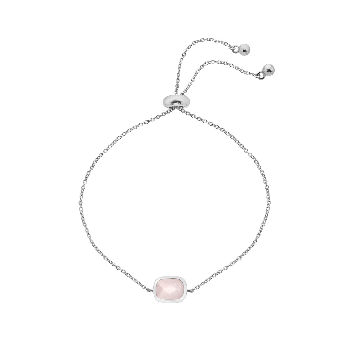 Hot Diamonds Rose Quartz Silver Slider Bracelet DL734 Pink Stone