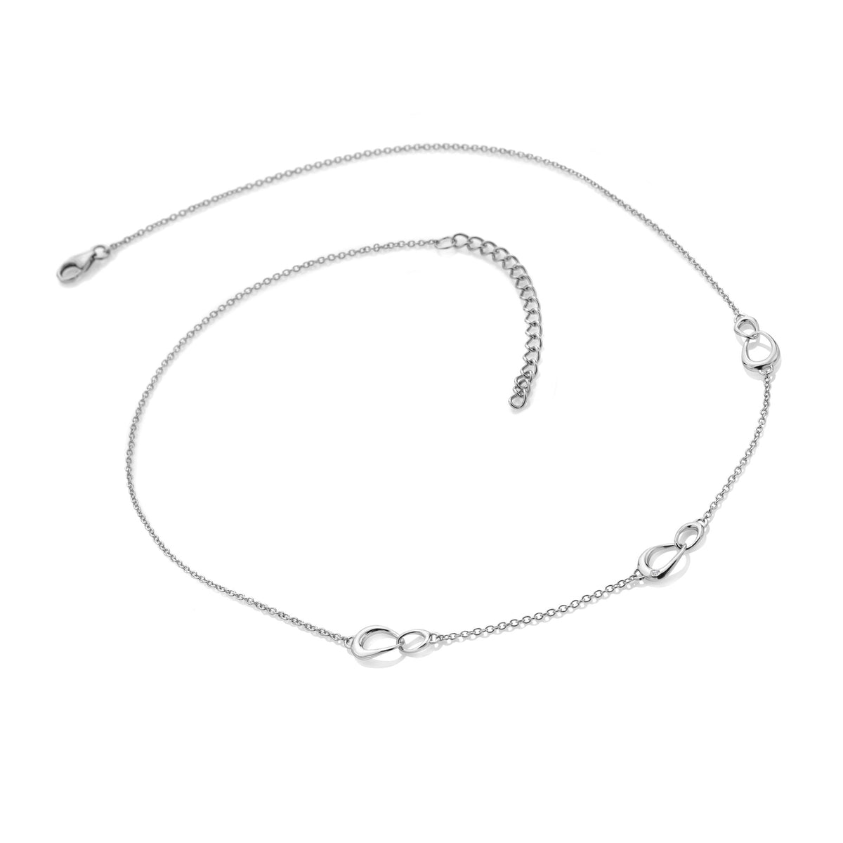 Hot Diamonds Sterling Silver Interlocking Motif Necklace DN249 Full View