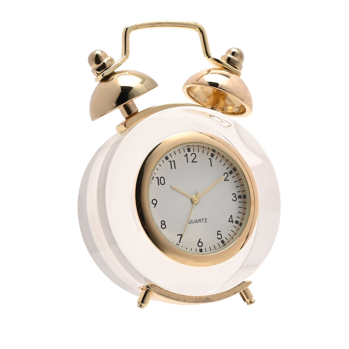 9528 Crystal Twin Bell Miniature Desk Clock by Widdop Angle