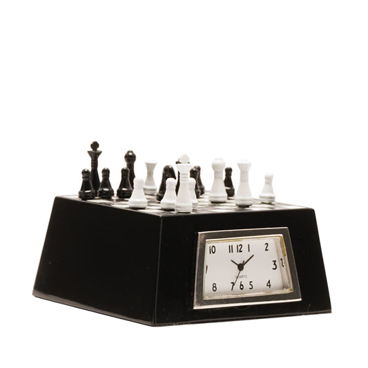 9529 Battery Operated Miniature Desk Clock - Chess Board by Widdop Angle