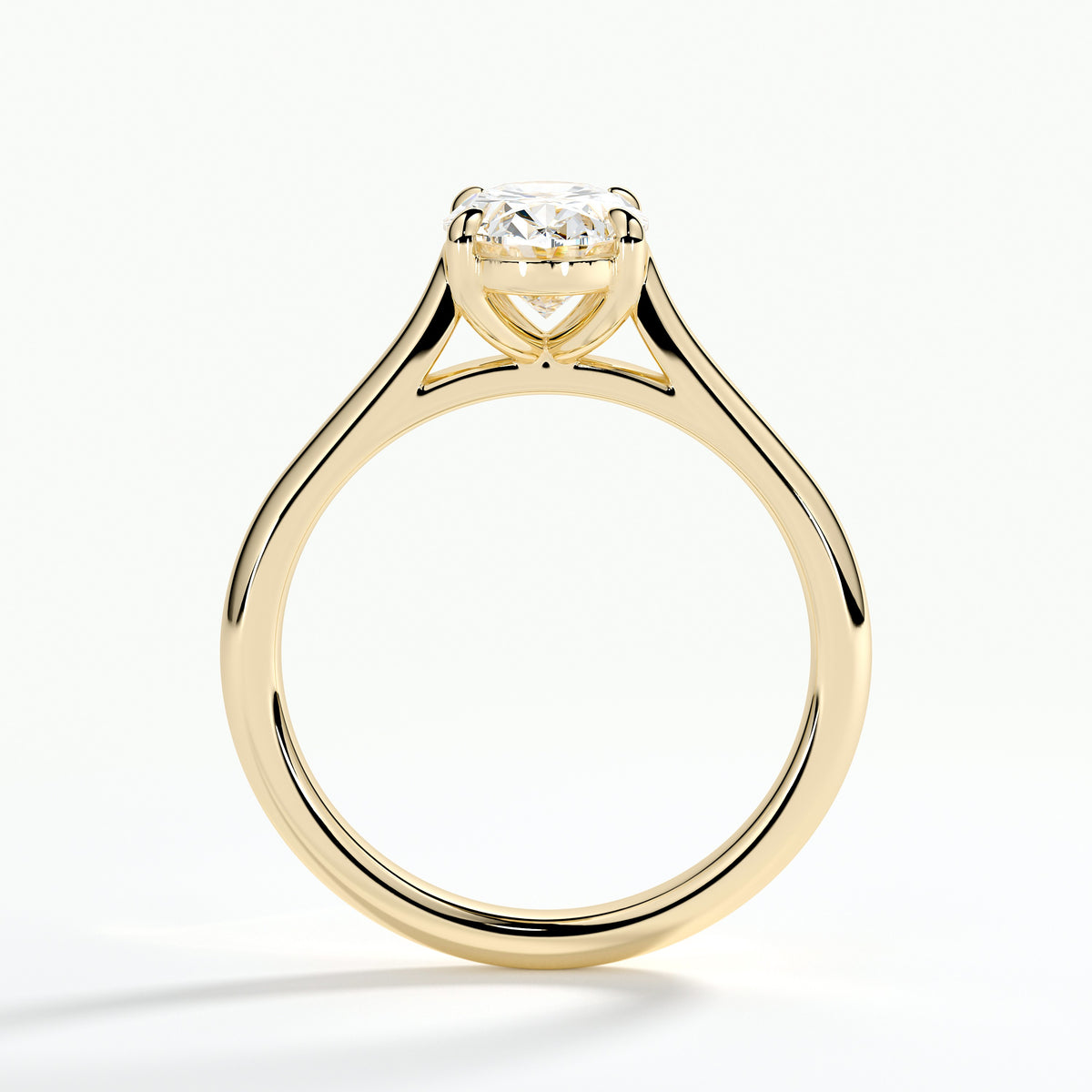 18ct yellow gold ladies laboratory grown oval certificated diamond engagement ring