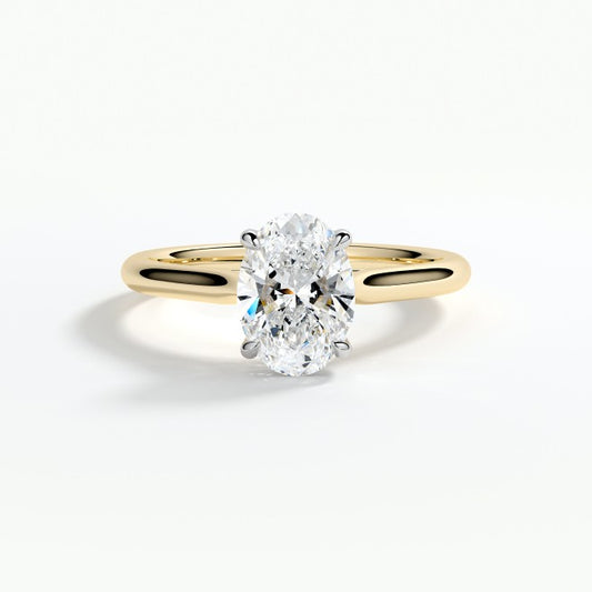 Ladies 18ct Yellow Gold Lab Grown 1.02ct Oval Diamond Single Stone Ring