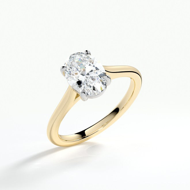 Ladies 18ct Yellow Gold Lab Grown 1.02ct Oval Diamond Single Stone Ring